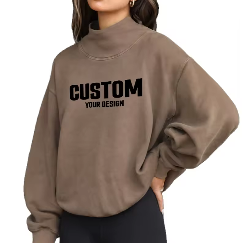 Women's Hoodies Sweatshirts Wholesale Oversized Mockeneck Pullover Sweatshirts For Women Long Sleeve Hooded Cotton Fleece