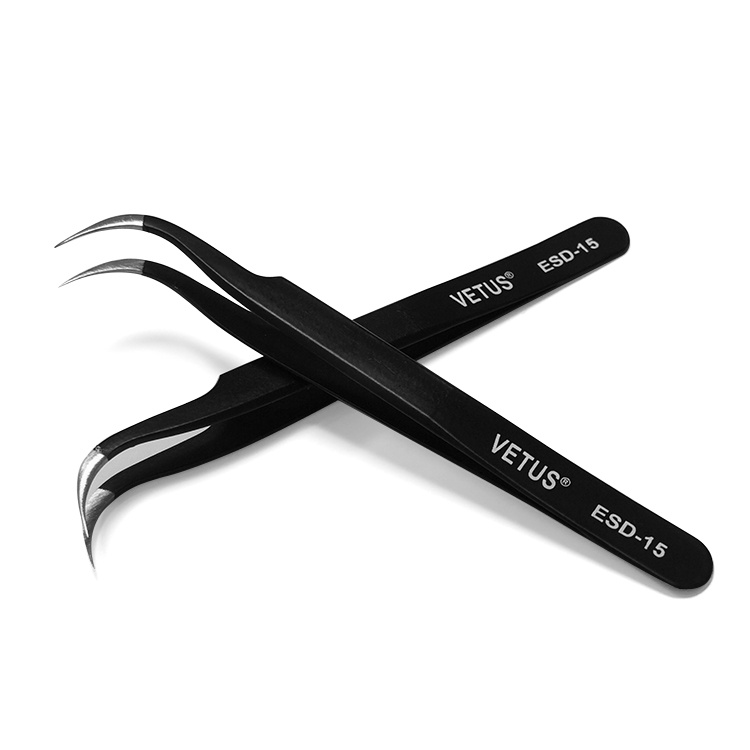 ESD Anti-Static Replaceable Tip Steel Stainless Tweezers