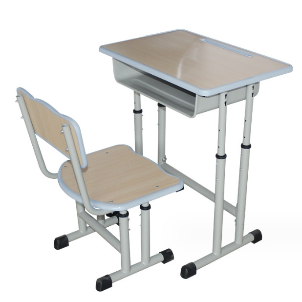 Wholesale Classroom Single Student Adjustable School Desk with Chair Furniture for Students