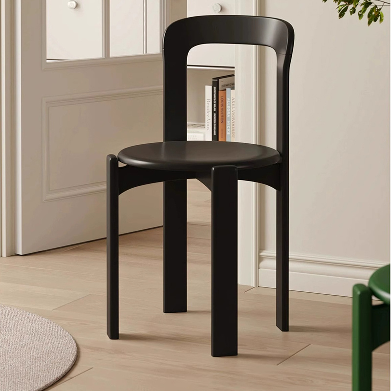 Modern Restaurant Cafe Black Wood Seat Dining Chairs Time Living Packing Room Office Finish Furniture