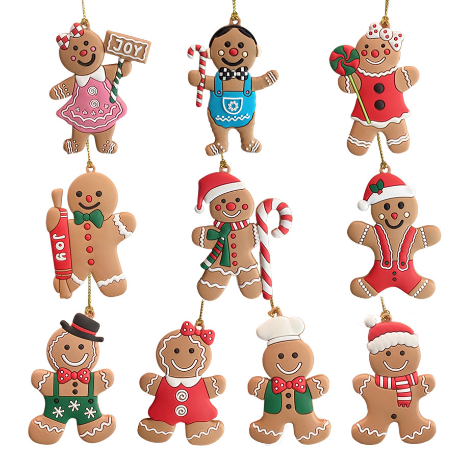 10PCS Different Gingerbread Man and Cute Girls Wear Skirt Assorted Plastic Ornaments
