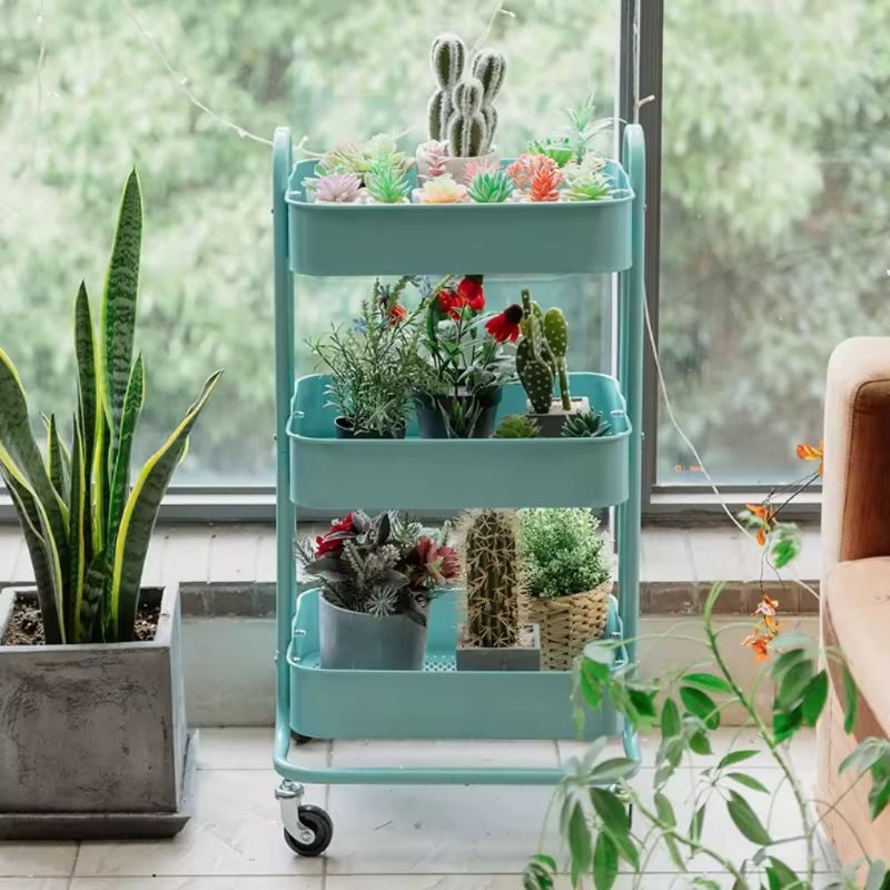 Stylish Storage Rack with Wheels Multi-Layer for Kitchen Spices Cans Organization