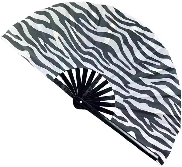 Minimalist Black Bamboo Handle Folding Fans with Plain Fabric for Simple Decor Fans