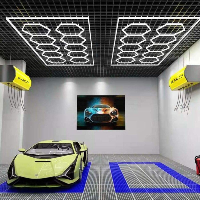 Garage Light Hex LED Lighting Honeycomb Light Detail Honeycomb LED Garage Lights Detailing Studio Detailing Lamp Cellular