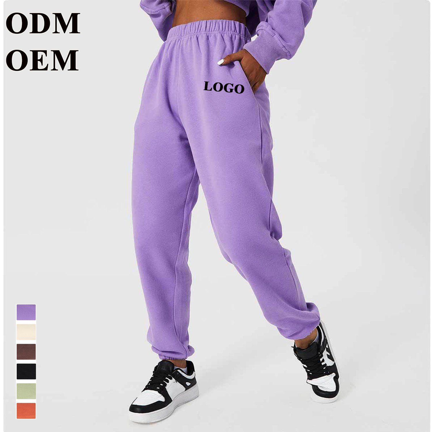 Casual Sport Trousers Jogger Women with 2 Side Pocket Loose Running Pants Plush Warm Fashion Outdoor High Waist Workout Joggers