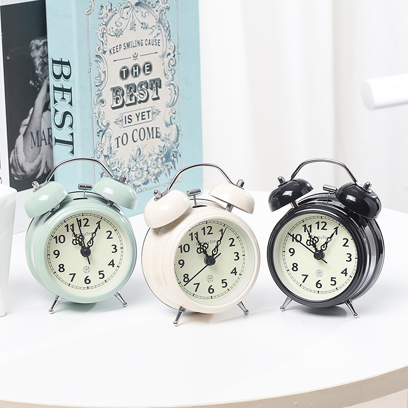 Super Loud Retro Bell Alarm Bedroom Night Light Silent Clock
