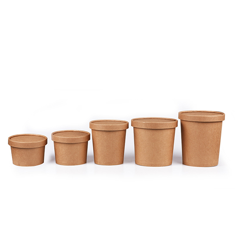 Distributor Price Food Grade Disposable Kraft Paper Hot Deep Soup Bowl