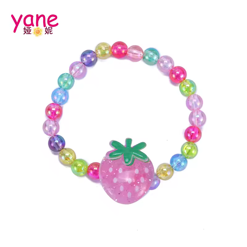 Cute Baby Girls Plastic Beaded Bracelets With Multi Charms Ready To Ship Kids Jewelry