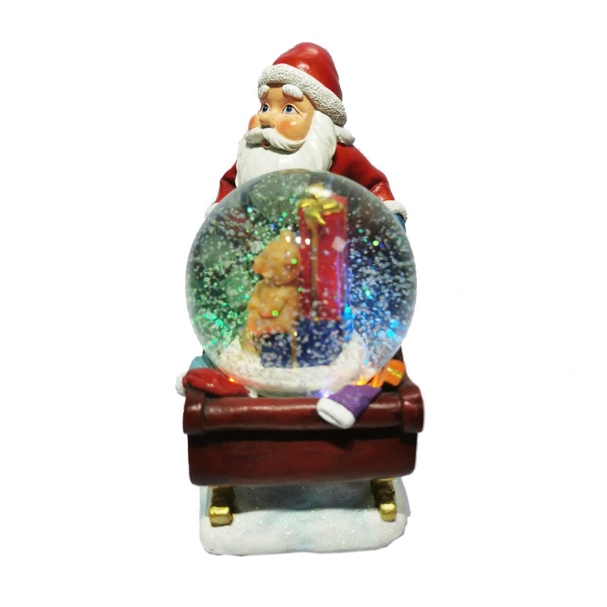Resin Sculpture Christmas Supplier Water Polo with Music and Light Home Decoration Gifts