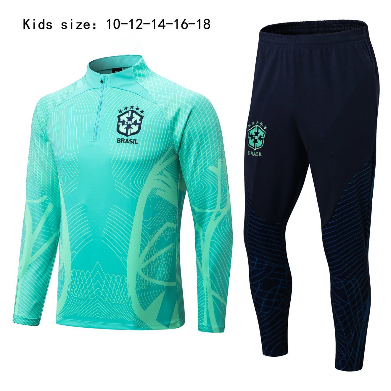 Brazil 2023 Men Kids Size Football Half Zip Tracksuit National Team Soccer Winter Training Suit Sportswear Jacket Sporty Sets