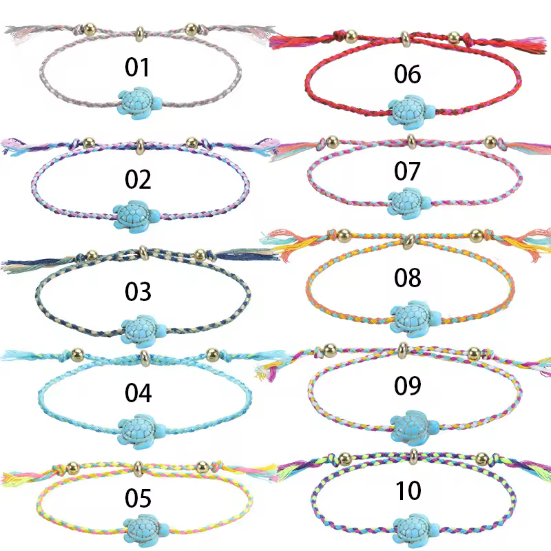 Factory Price Hot Turquoise Turtle Anklet Boho Beach Anklet Rope Multicolor Foot Chain Jewelry Rope Anklet For Women