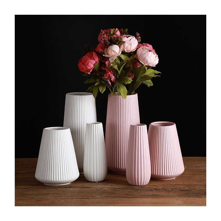 Home Decor Artwork Ceramic White Flower Vase Living Room Flower Pot