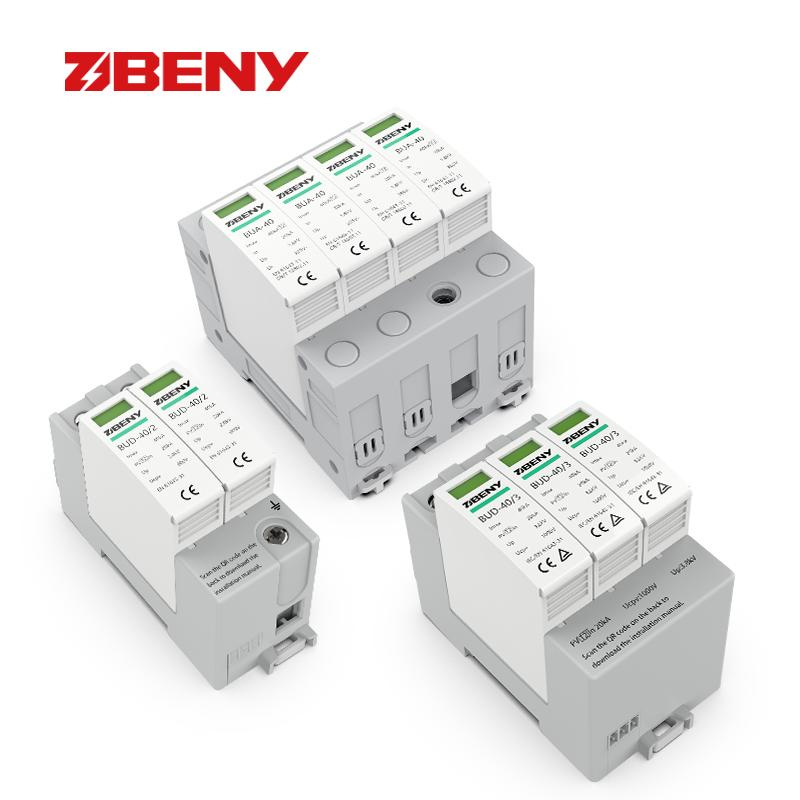 Beny 600V 1000V IP20 40ka DC SPD Surge Protector T2 2p 3p Surge Protection Device with 5 Years Warranty
