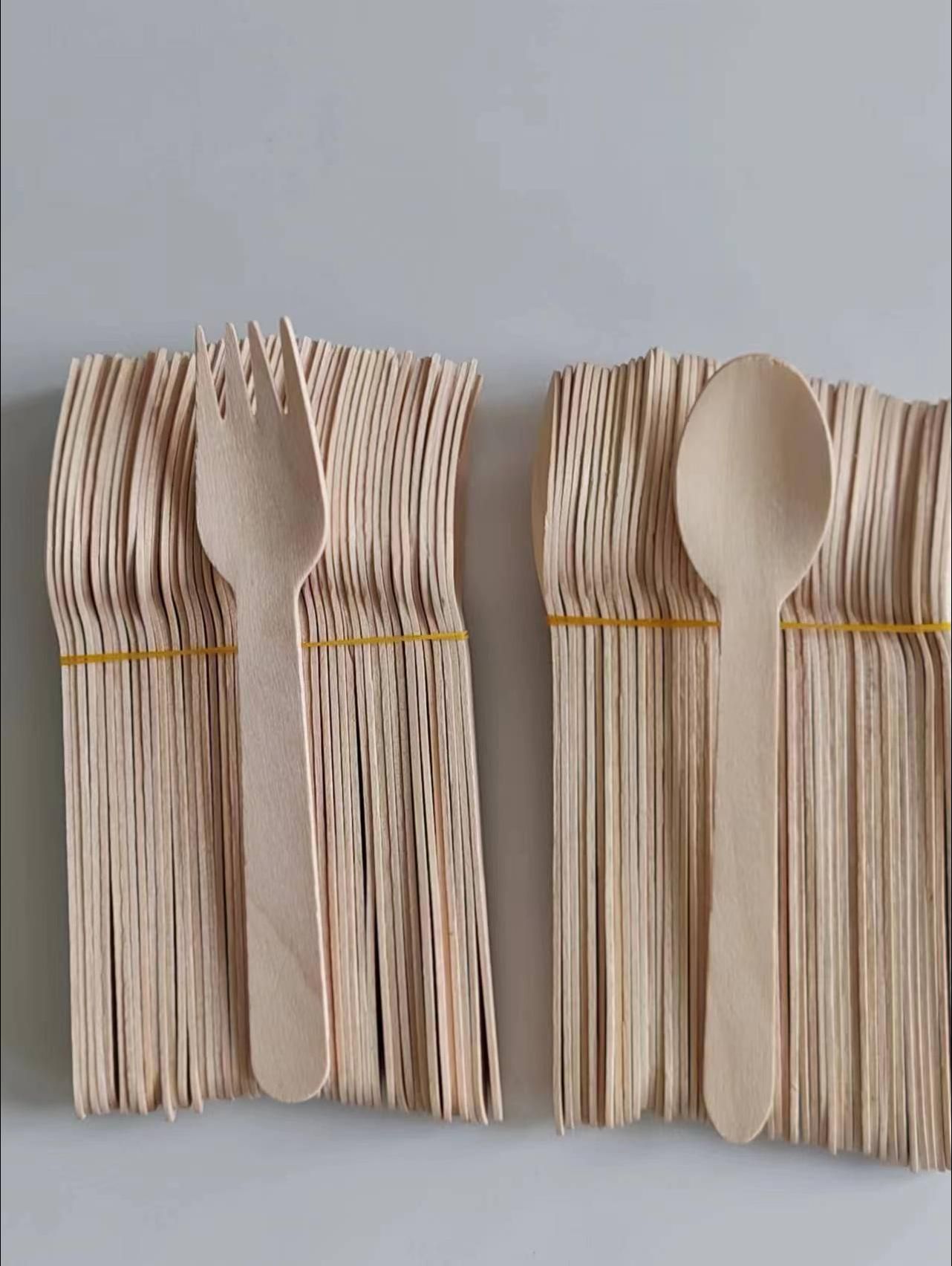 Natural Wooden Tableware Spoon Knife Fork Substitute Disposable Cutlery