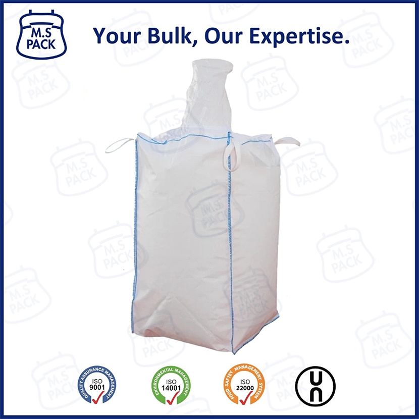 Food Grade PP 1 Ton Jumbo Big Bag with Top Filling Spout Breathable 1000kg Loading Factory Direct Sale