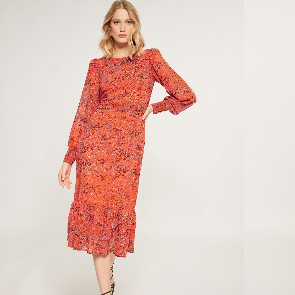 Fashion Summer Women's Clothing Leopard Dress Casual Dress O-Neck Printed with Long Sleeve