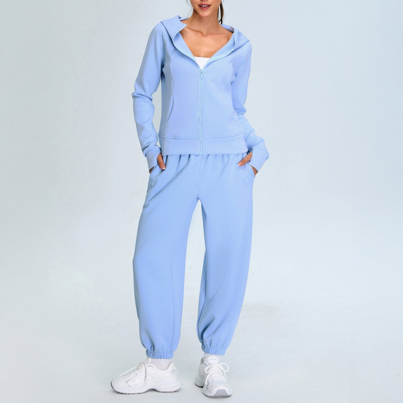 Premium Modal Air Layer Casual Hooded Sports Jacket and Trousers Set