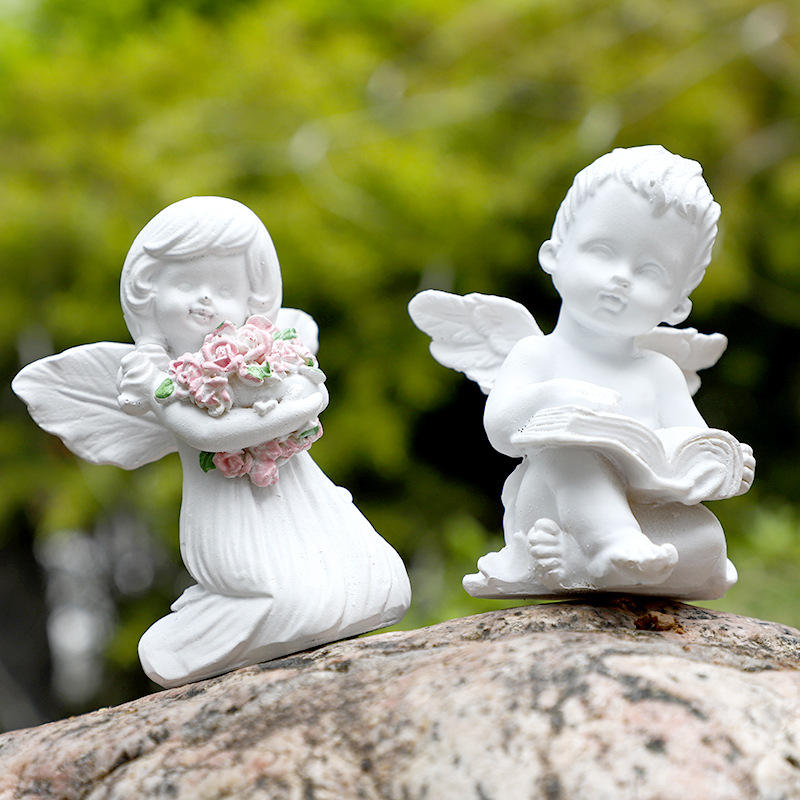 Tc Cute Nordic Resin Mini Angels Statue Decoration For Porch Living Room Shelf Home Wedding Office Desk Figurines Crafts