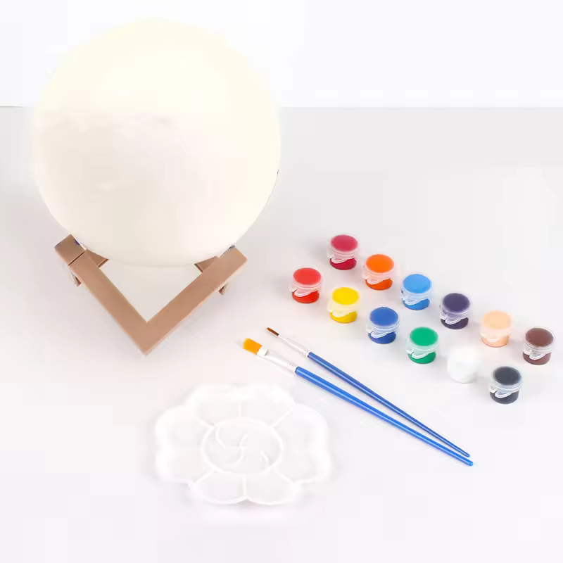 15cm Diy 3d Moon Lamp Kit Paint Your Own Galaxy Light Art Supplies Wooden Drawing Toys For Kids Boys And Girls