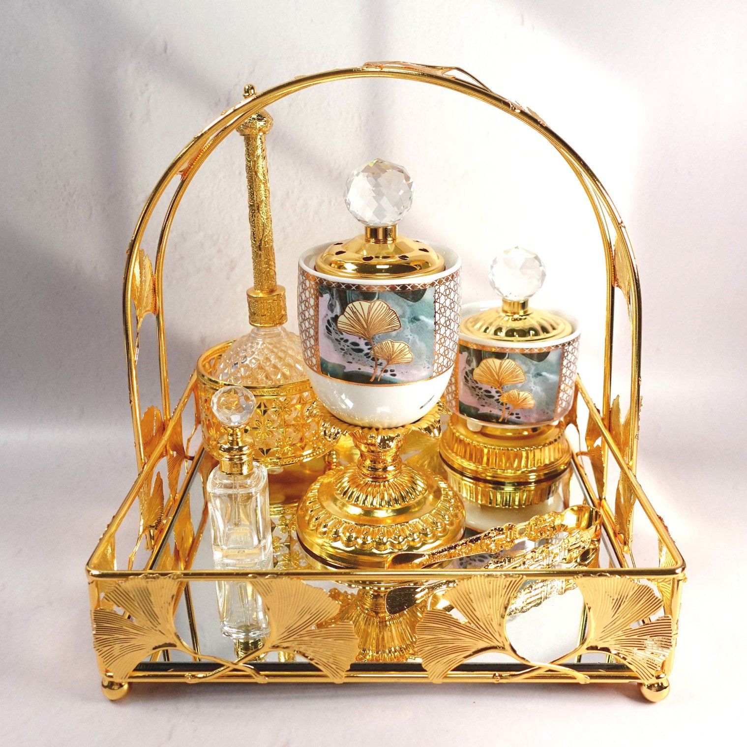 Luxury Metal Arab Basket Incense Burner Set Incense Burner