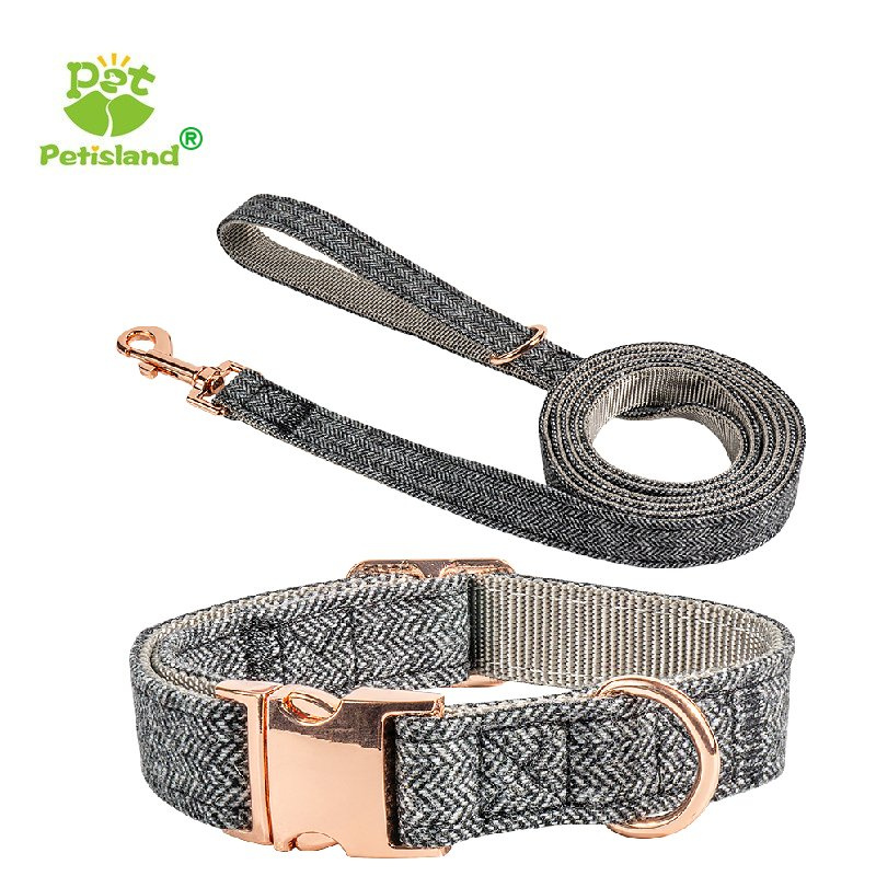 Petisland Wholesale Twill Dog Nylon Webbing Metal Buckle Lead Pet Supplies Dog Nylon Leash Belt Collar and Leash Dog Set