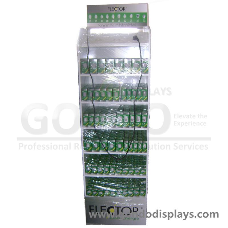 Floor 6 Tiers MDF Wooden Lamp Display Stand Wood LED Display Base Lamp Stand Wooden Retail Display Shelf