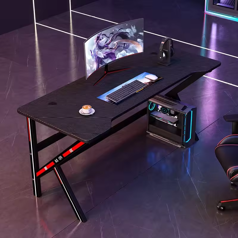 Gaming Table K Shaped Modern Wood Metal Adjustable Lights Led Rgb Pc Game Home Office Computer Table Gaming Desk For Gaming