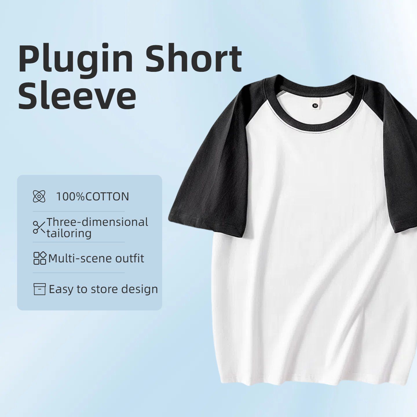 Colorful Plugin Short Sleeve Premium 100% Cotton Breathable Various-Color T-Shirt