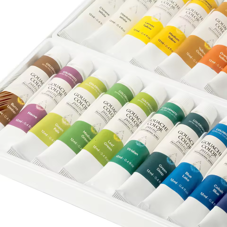 Colormate 24-color Gouache Paint Set 12ml Tubes High Quality Non-toxic For Kids And Artists For Canvas And Paper Painting