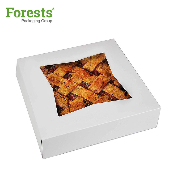 White Ivory Card Cake Box with Clear Window