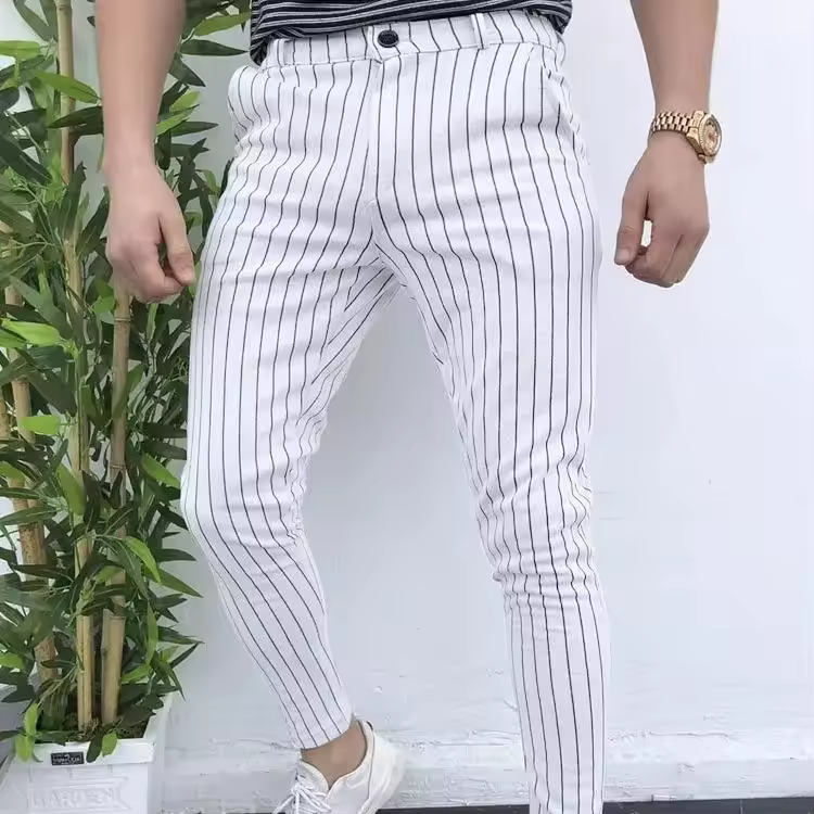Premium Quality Men's Stripe Pants Skinny Dress Pants For Men Skinny Chino Pants Men