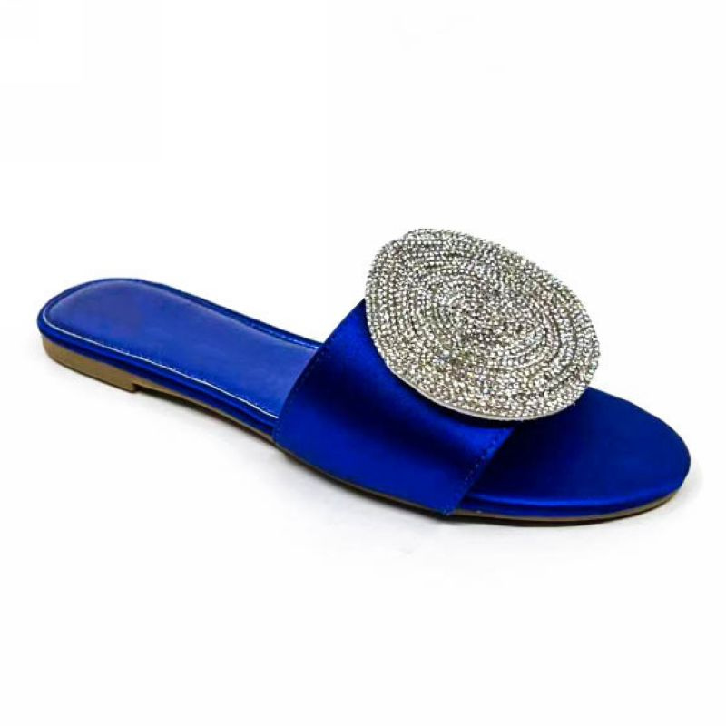 Women's Summer Outwearing Rhinestone Slippers Flat Shoes