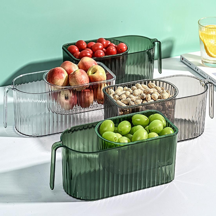 Clear Food Container for Organizing with Handle Pantry Fridge Storage Bin
