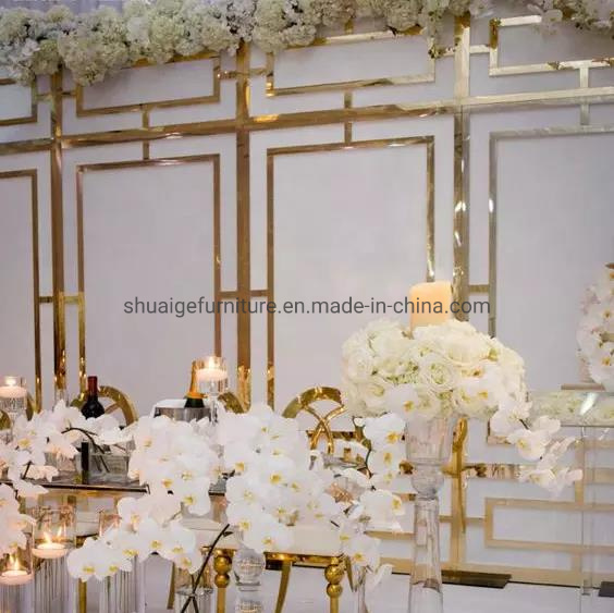 Luxury Party Events Furniture Gold Acrylic Elegant Wedding Backdrop