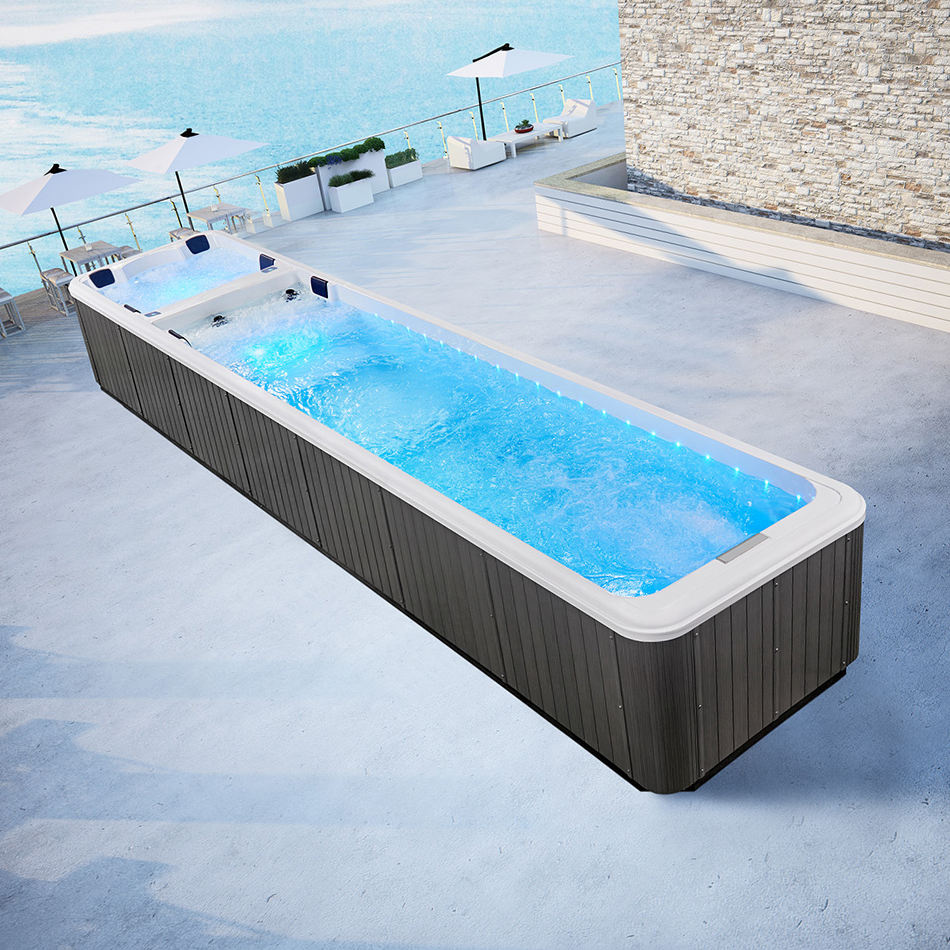 Hanse Swimming Pools Suppliers 10m Home Garden Swimspa Swim SPA Big Fiberglass Swimming Pool Outdoor