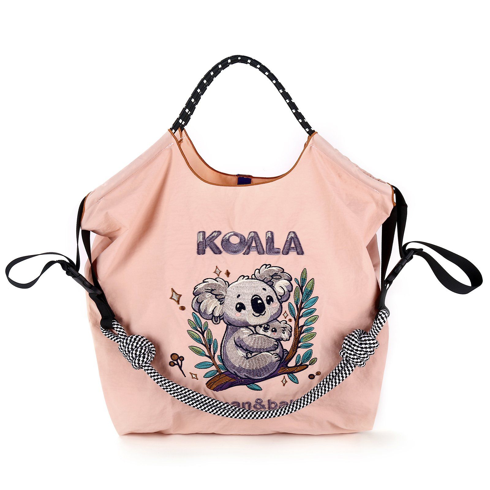 New Cute Koala Embroidered Large Capacity Fashion Tote Bag Nylon Tote Bag Beach & Daily Use Tote Bag for Women