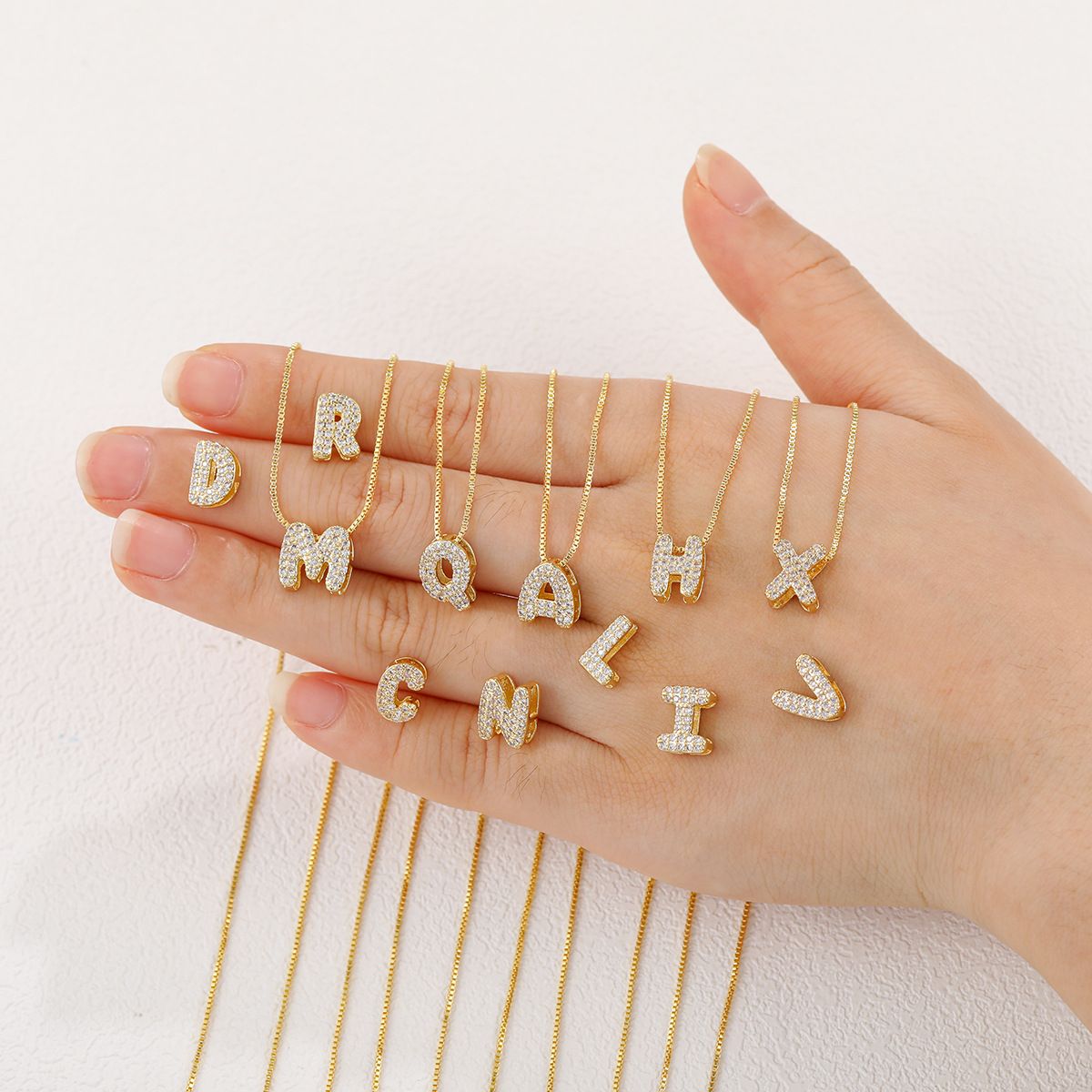 Mini Bubble Letter Initial Necklace Gold Diamond Alphabet Balloon Letter Necklace Puff Initial Necklace Jewelry for Women