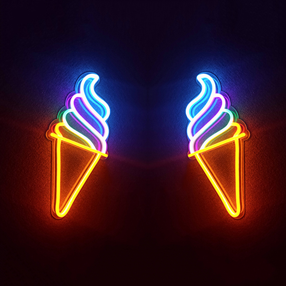 Decorative 3D LED Flex Ice Cream Neon Sign for Display