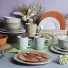 Vibrant Stoneware Dinnerware Set with Elegant Embossed Design