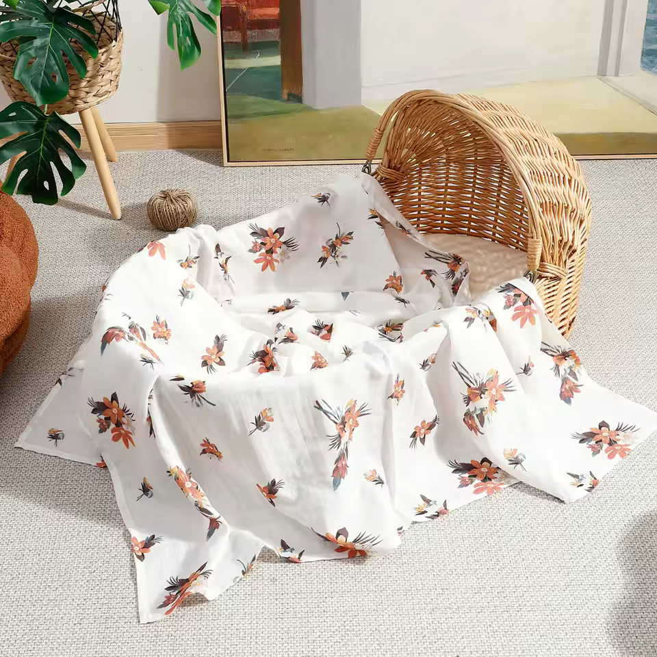 Low Moq Customization Digital Printing Baby Blanket Organic 100%cotton Baby Blankets For Newborns Baby Swaddle