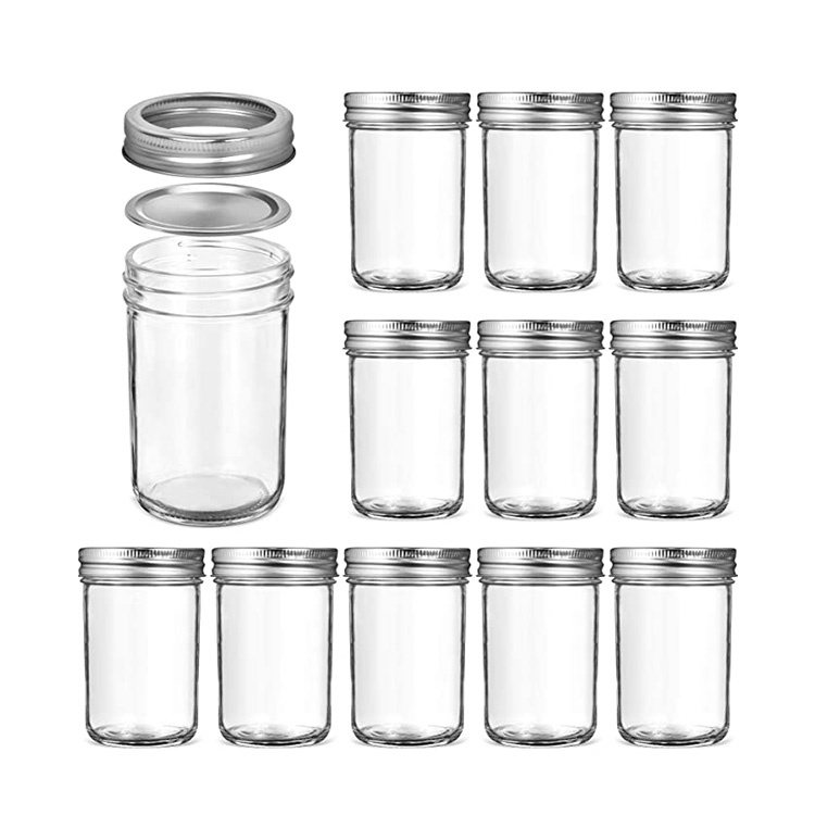 Wide Mouth Mason Jars 8 Oz Food Storage Canning Jars with Metal Split Type Lids for Jam Jelly Honey Wedding Favors