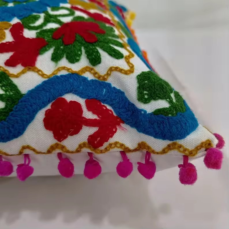 Wholesale Lot Of Handmade Suzani Cotton Cushion Cover Heavy Embroidered For Home Hotel Decor 18x18" Zipper Closure For Christmas