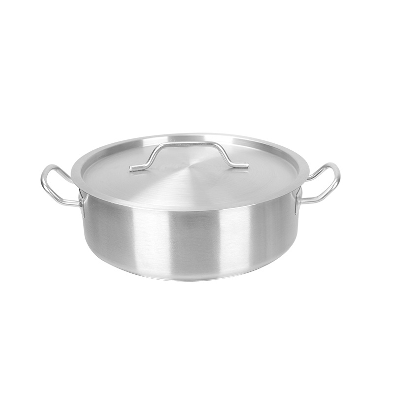 Enduring Quality Wide Base Stainless Steel Compound Bottom with Lid Casserole Pot