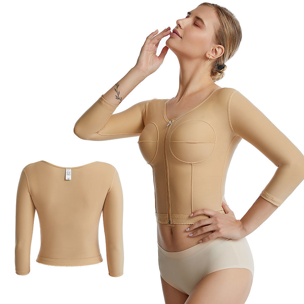 Long Sleeve Breast Augmentation Skims Clothing Fajas Colombianas Post Surgery Shapewear Top