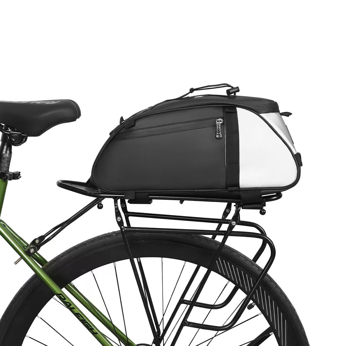 Unisex Durable TPU Bicycle Saddle Bag Waterproof Roll Top Commuting Bike Pannier Daypack Sports Outdoor Cycling Backpack