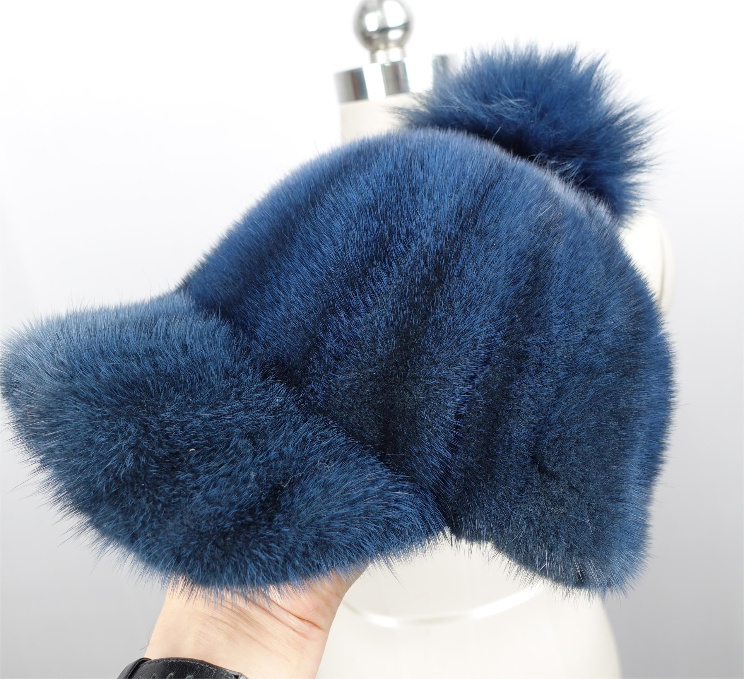Women's Authentic Mink Fur Hat Winter Warm 1o0% Polyester Lining Fox Fur POM Ball Womenrealfur Minkhat