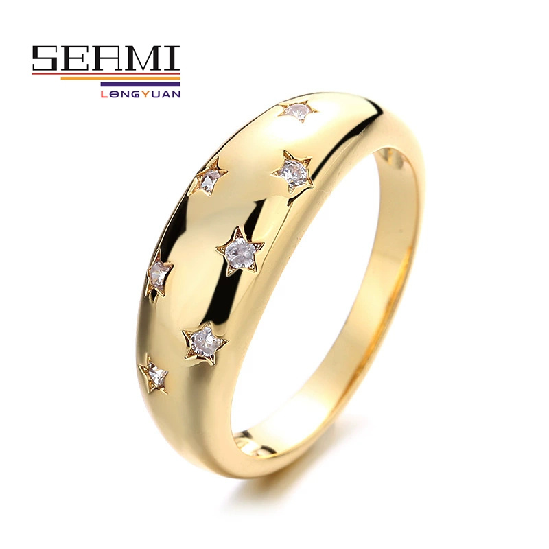 Hot Selling Versatile Big Geometric Star Zircon Ring Can Customize Color Rings
