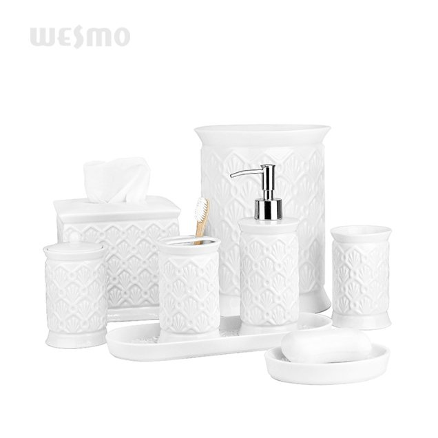 Factory Stock Fast Delivery Home Decoration Glazed Stoneware Bathroom Set