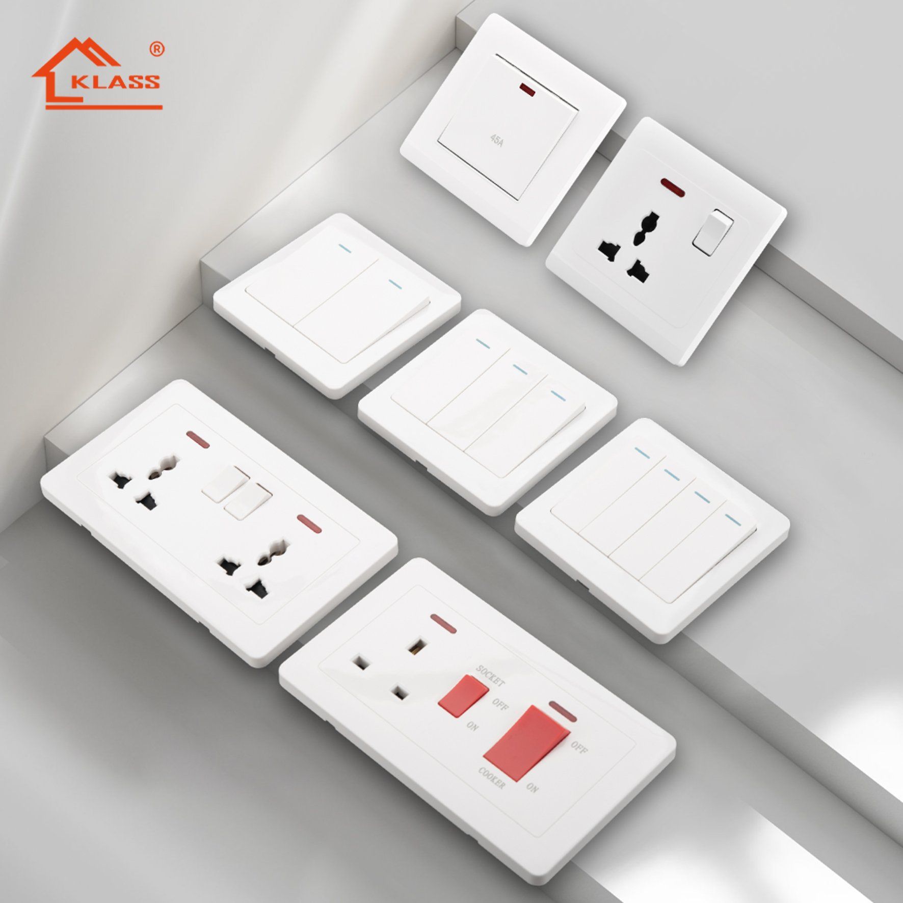 2024 White Electric Wall Switch and Socket Home Light Switches Hotel Universal Sockets