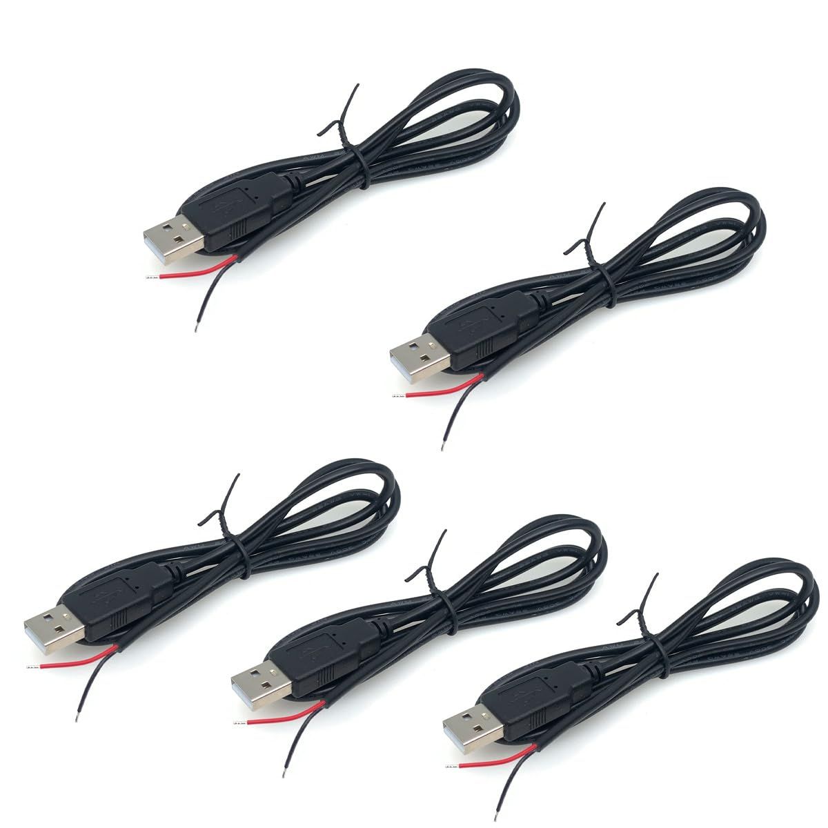1m 22AWG USB 2.0 Male 2pin Pigtail Cable - 3A 5V USB Type a 2 Core Bare Wire Open End Extension Cable